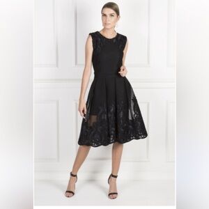 NWT Maje black mesh embroidered sleeveless midi dress size 3 Large 🖤